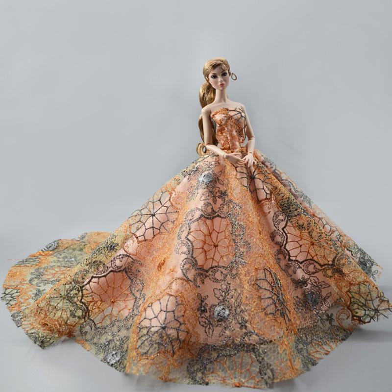 Handgefertigtes Hochzeitskleid für Barbie-Puppenkleidung, Outfits, Prinzessin, Abendparty, Ball, langes Kleid, Brautkleid, 1/6 Puppen-Zubehör
