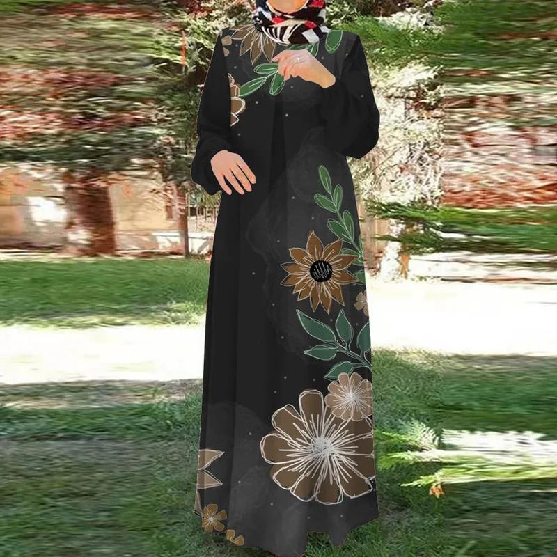Muslimisches Gewand, modisch, Damen, geeignet für das Ramadan-Gebet, islamischer Stil, Rundhalsausschnitt, lange Ärmel, Damenbekleidung, klassische muslimische Kleidung,