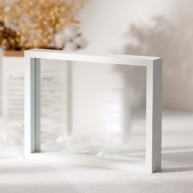 1 Pc 7-Inch Square Double-Sided Glass Picture Frame - Ideal for Displaying Dry Paintings and Leaves.European Style Wooden DIY Photo Frame for Tabletop