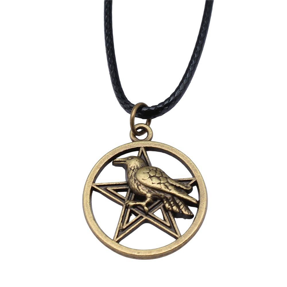 Star Pendant Necklace Vintage Minimalist Moon Sun Charms Cosmic Jewelry With 45cm Leather Chain