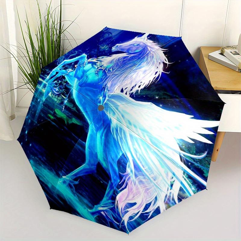 Enchanted Unicorn Fantasy Art Print - Magical Forest SceneUmbrella, Portable 3-Fold Umbrella for Men & Women,Christmas Gift ES306