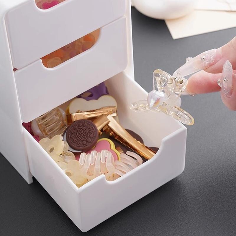 3-Tier Cosmetic Storage Box Organizer With Drawers Multifunctional Countertop Storage For Jewelry Office Supplies