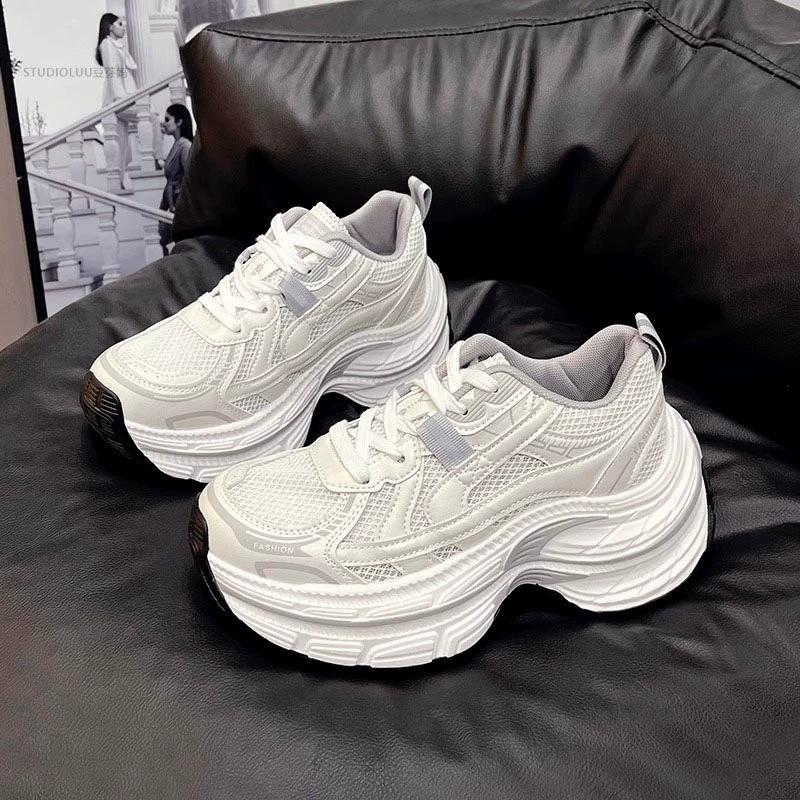 thick-soled leather breathable dad shoes women's tide spring and summer new versatile comfortable soft-soled casual sports shoes