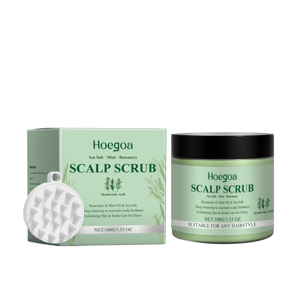 Hoegoa Rosemary Scalp Scrub with Hair Cleaning Brush Oil Control Refreshing Mint Oil Anti-Itch Shampoo Moisturizing Hair Scrub