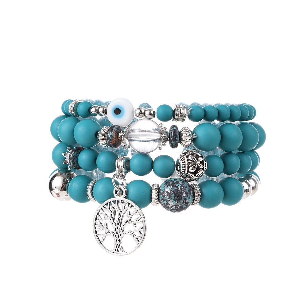 Bohemian Beaded Bracelet Set with Tree of Life Pendant