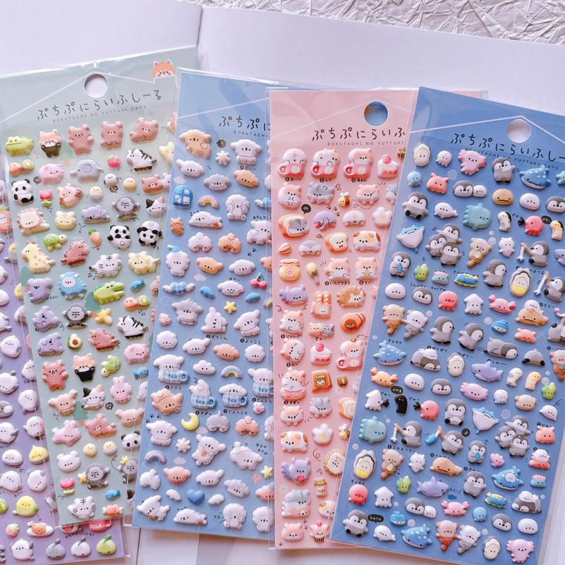 1PC Cartoon DIY 3D Stickers Creative Animal Relief Stickers DIY Scrapbook Diary Stickers School Stationery