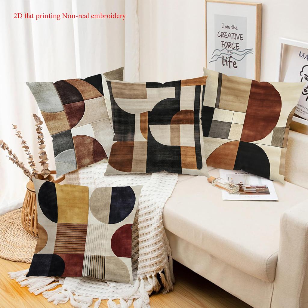 Moderne Geometrisches Muster 2D Gedruckte Sofakissen Polyester Kissenbezug, Sofa Dekokissenbezug, Nachttisch Wurfkissen