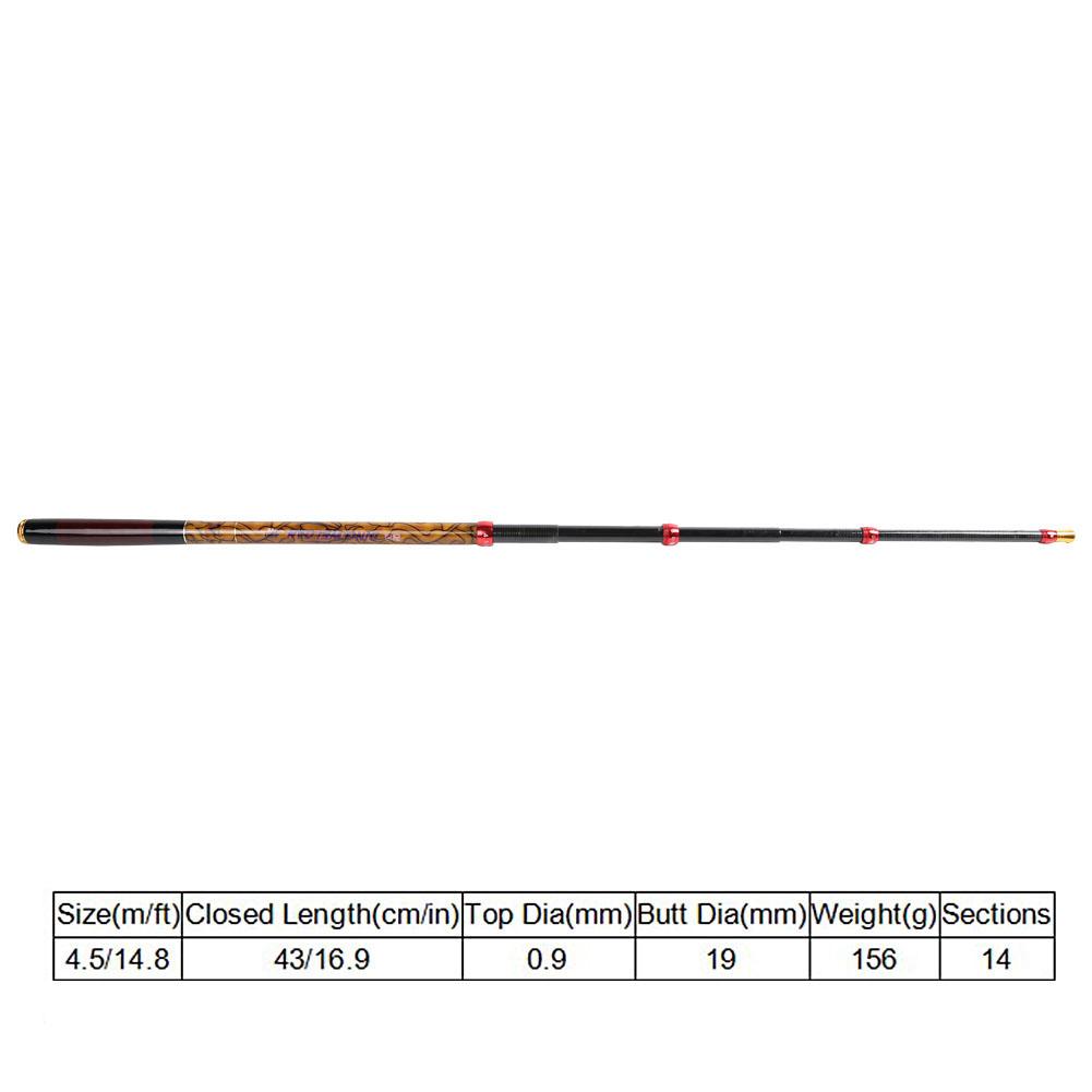 Portable Carbon Fiber Fishing Rods Ultra Light Telescopic Positioning Hand Rod(4.5m)