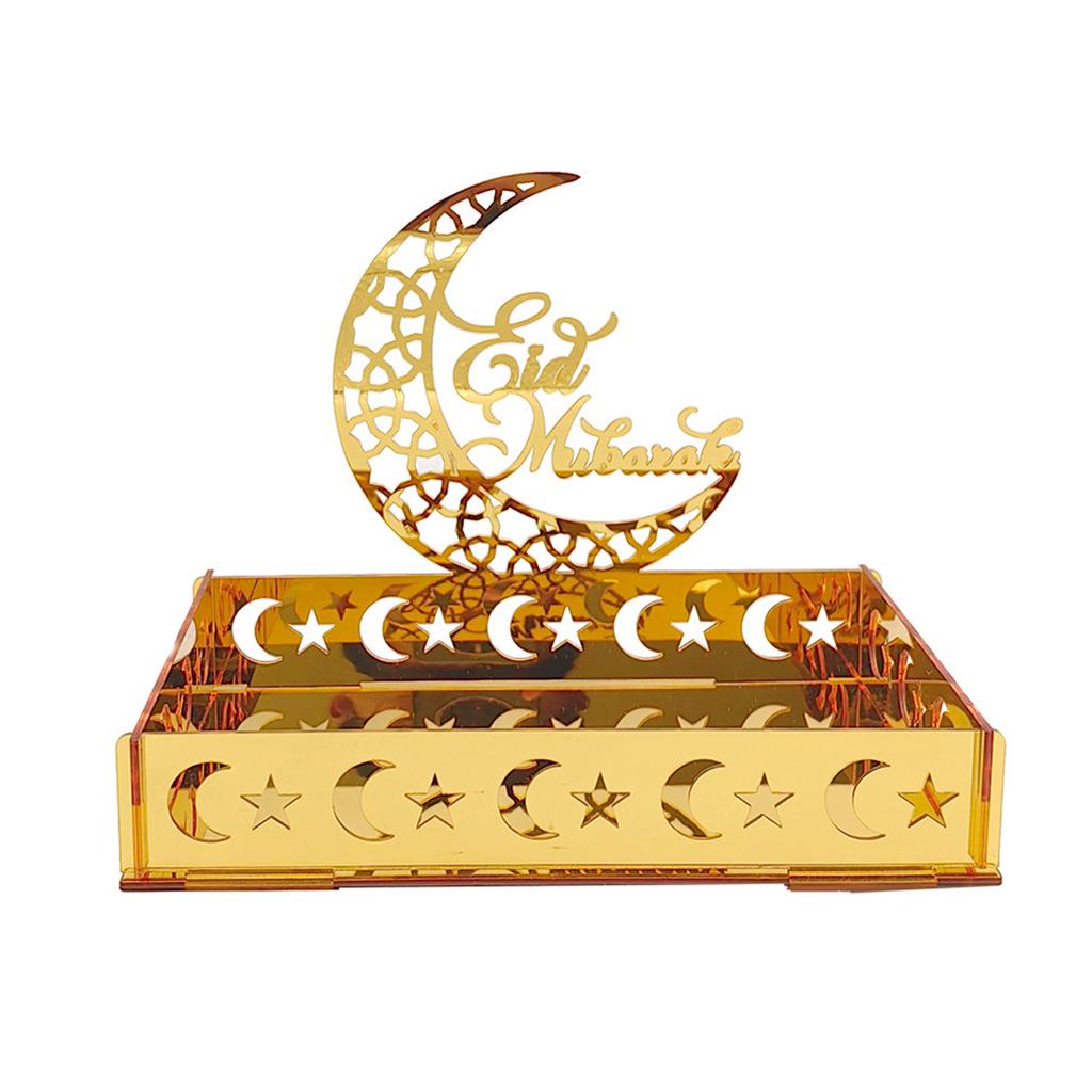 Eid Tray Moon Temple Food Holder Acrylic Ornament for Islamic Muslim Table Decoration Ramadan Party Candy Food Supplies