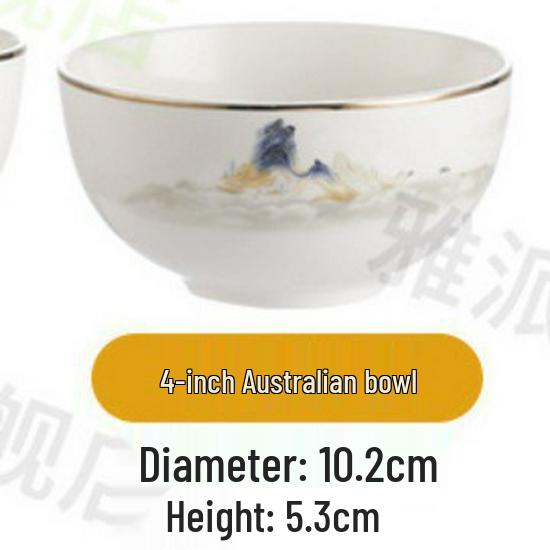 Luxury Gold Rim Landscape Ceramic Tableware Set: Bowls & Plates for Club Private Rooms and Restaurants