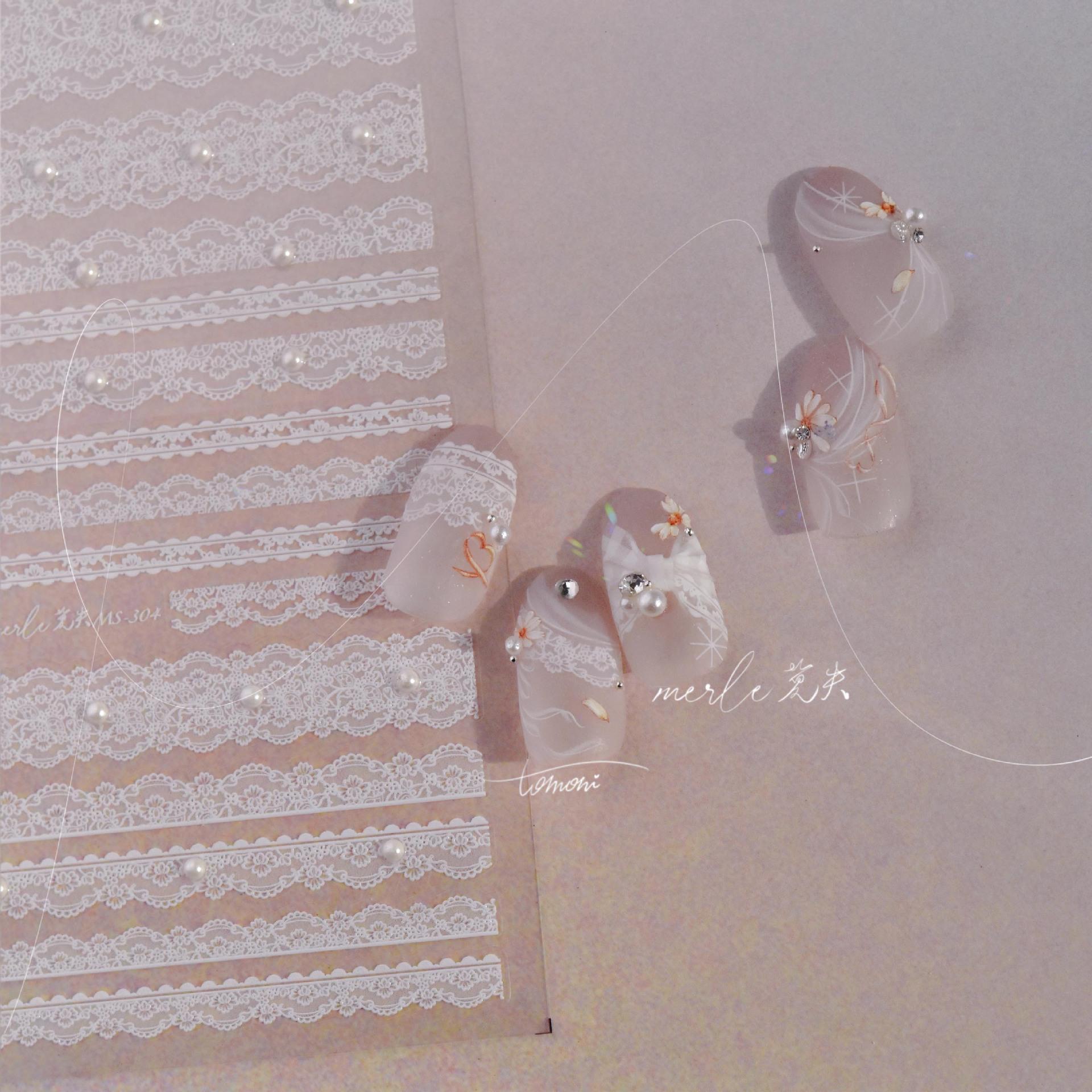 Кристально-кружевная полосатая наклейка для дизайна ногтей своими руками креативная — фото 13