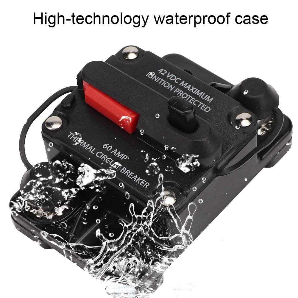 Qii Lu 30A/40A/60A Car Stereo Audio Resettable Inline Circuit Breaker Self Healing Fuse Metal (60A)