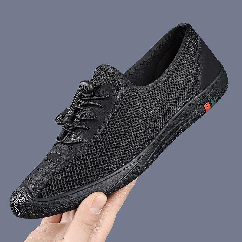 

Spring and summer new men s fly-woven mesh breathable casual shoes nesting driving shoes soft-soled walking shoes men 38 чёрный