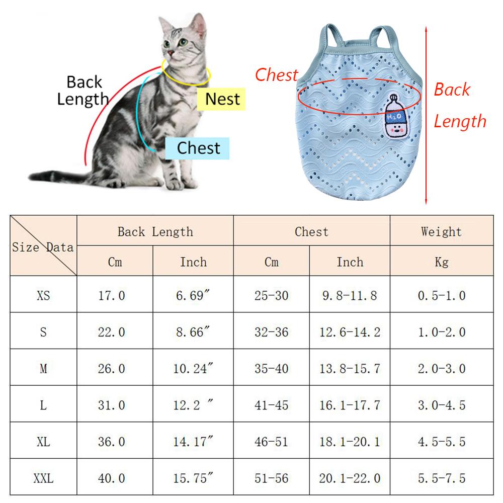 Mesh Breathable Sphynx Cat Clothes Clothing Summer Pet Camisole Vest for Cats Gotas Kitten Garfield Dog Shirts Mascotas Apparel