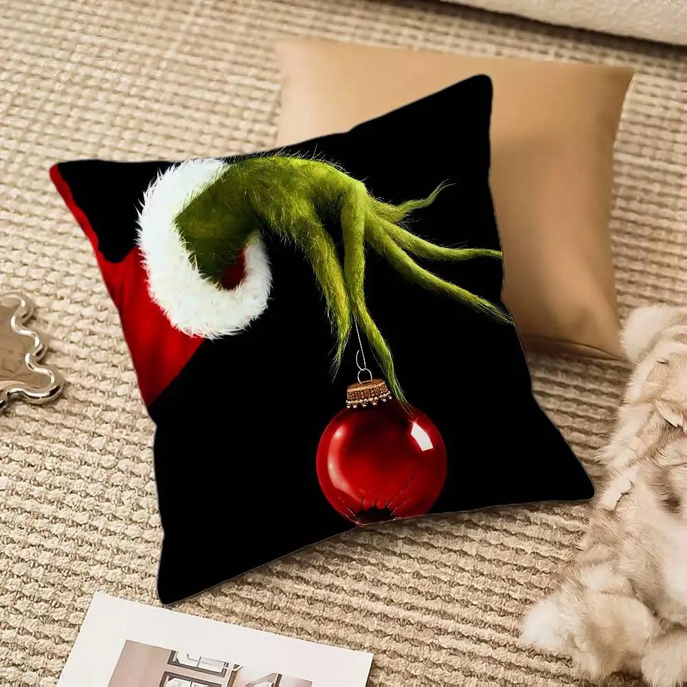 Jul av G-Grinch-M Kuddfodral Silkeslen Kort Plysch Med Osynlig Dragkedja Dammtätt Soffkuddöverdrag