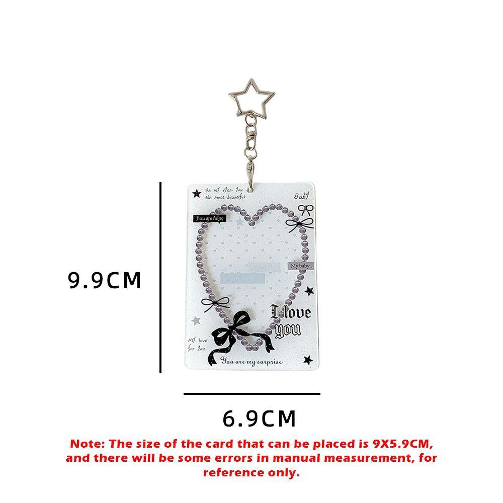 INS Bow Design Card Sleeve Keychain Bag Pendant DIY Design Photocard Holder Transparent Card Cover