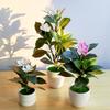 1pc Artificial Azalea Plant with Faux Ficus and Flowers - Plastic Green Plant for Home Table and Outdoor Garden Decoration