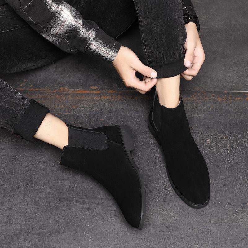 Fashion Men's Chelsea Boots British Style Ankle Boots Suede Genuine Leather Boot New High-top Boots for Men Classic Business Dress Botas