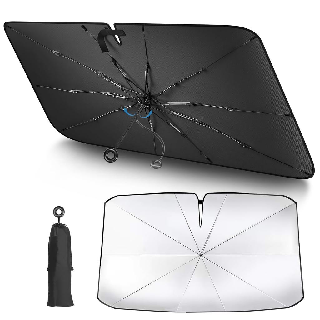 ORTCI Car Front Improved Model No Center Car Car 10 Reinforced UV Light Heat Front Shade with Rearview Mirror No Privacy Easy Storage Sun UV Perfect