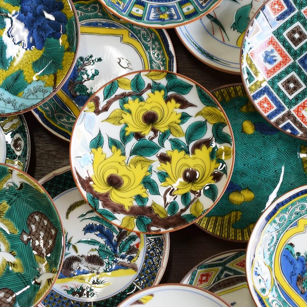 Waza no Kura Stylish Kutani ware small old Kutani porcelain peony ceramic small serving branded Japanese - plates, masterpieces, pattern, plates,
