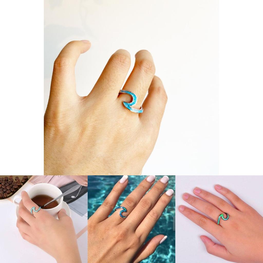 Premium Quality Wavy Ring With Trendy Geometric Design In White And Green Colors