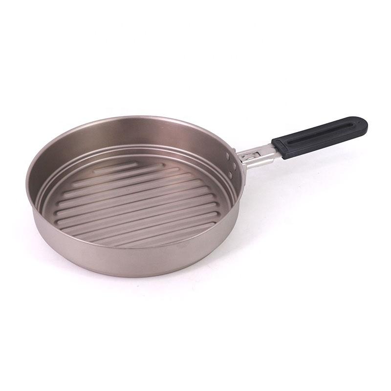 RTS 1100ml Titanium Foldable Handle Titanium Pan Outdoor Camping Hiking Backpacking Picnic Cookware Cooking Pan Tableware розовый