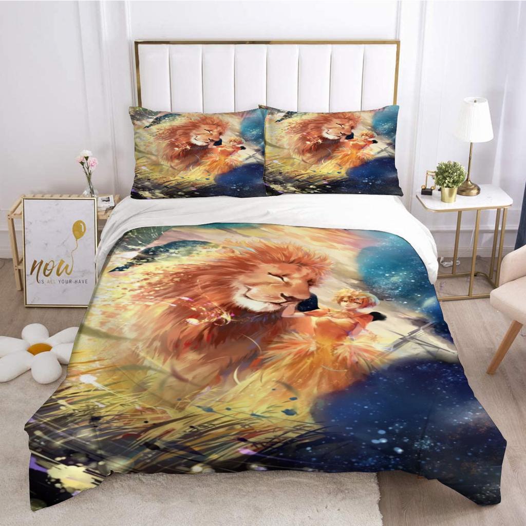 Comforter Lion King/Queen Sizewild Animal Print 3D Bedding Setbrown Lion Soft 2 Sblack