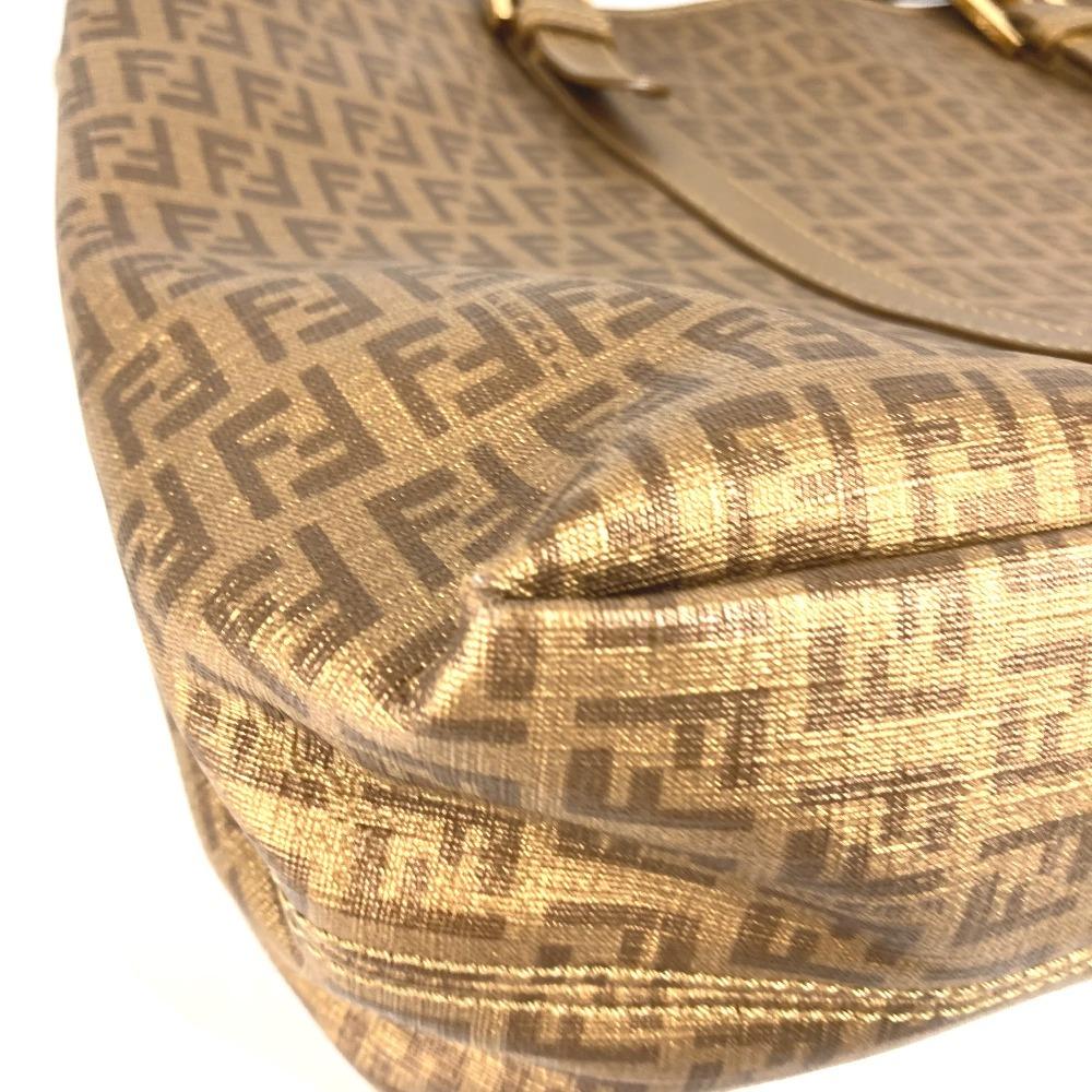 FENDI 8BH238 Zucca Zucchino Logo Bag Tote Bag Shoulder Bag PVC/Leather Gold