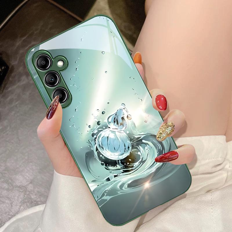 Waterdrop Gourd For Samsung Galaxy A14 4G 20 30 52 20S 21S 22 A32 33 34 42 50 51 53 54 70 71 72 73 5G Glass Phone Case