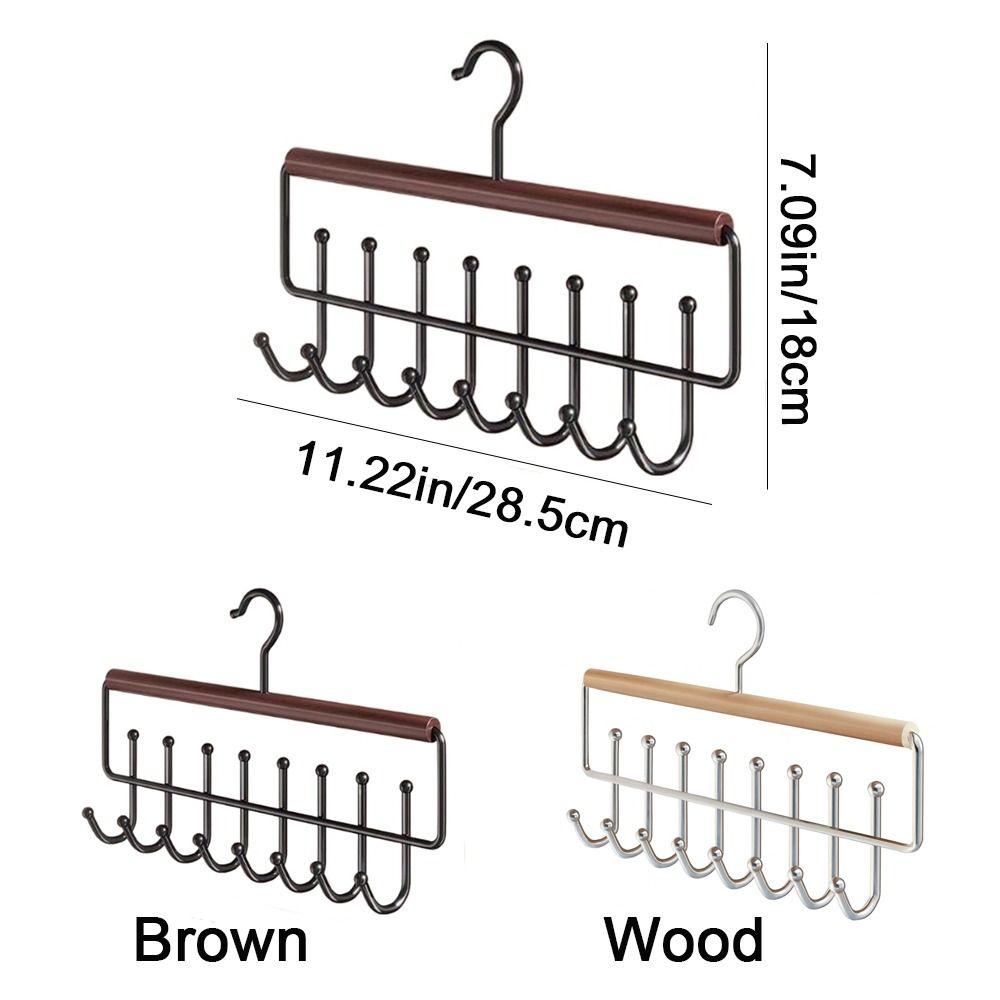 2 Pieces 16 Hook Wooden Clothes Drying Rack Anti-slip Rotatable Women Storage Bra Hangers Large Capacity Space Saving
