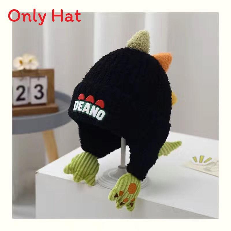 Dinosaur Kids Hat Winter Warm Knitted Earflap Beanie For Children 2-10 Years
