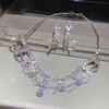 European Rhinestone Flower Earring & Necklace Set: Luxury Geometric Design for Women