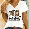 Maglietta per il 60° Compleanno da Donna Cuore Vintage 60 e Favolosa Stampa Leopardata Maglietta Estiva a Maniche Corte Magliette Favolose per il Compleanno