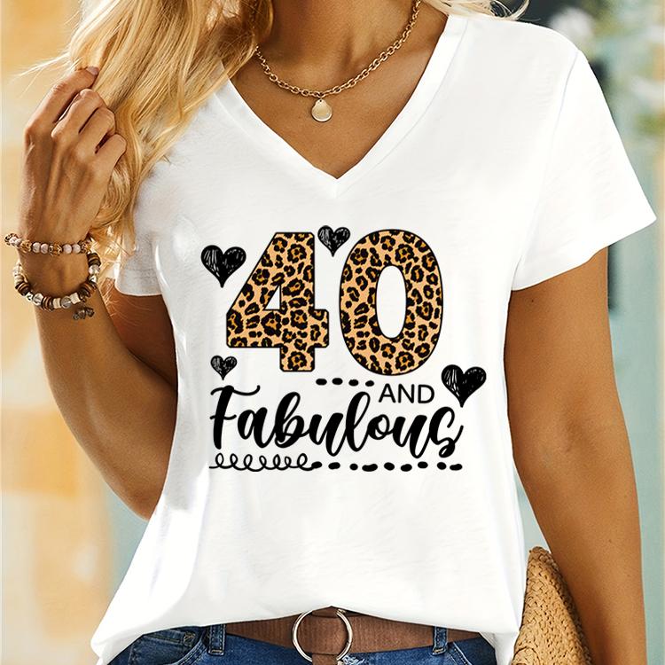 Maglietta per il 60° Compleanno da Donna Cuore Vintage 60 e Favolosa Stampa Leopardata Maglietta Estiva a Maniche Corte Magliette Favolose per il Compleanno