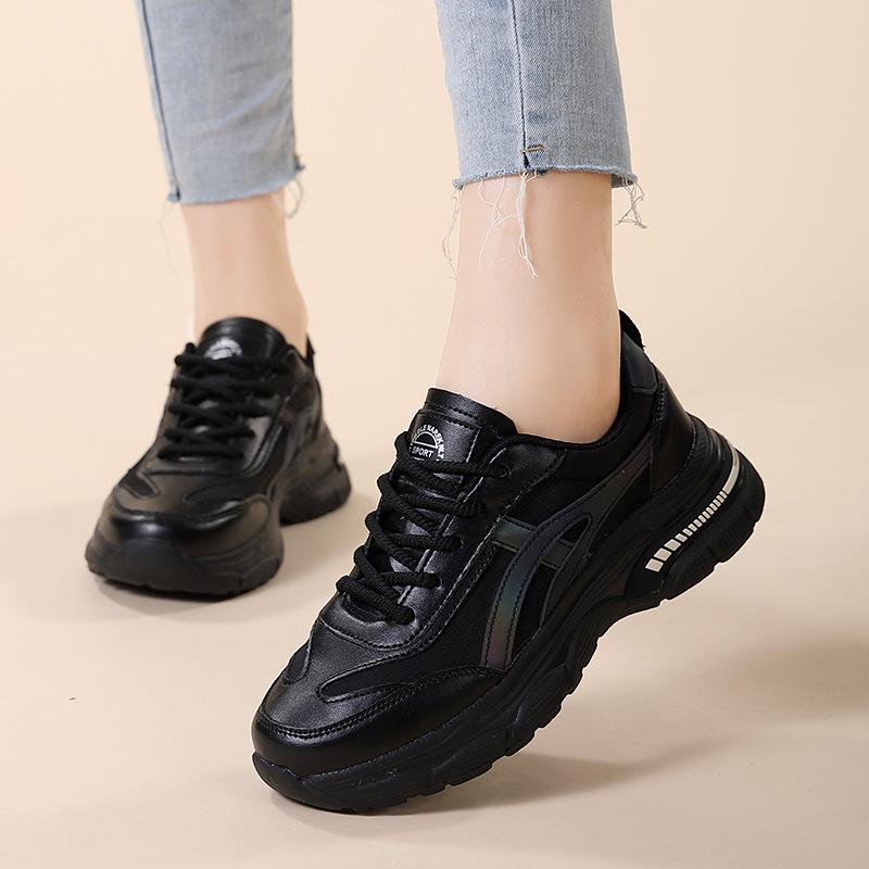 Thick-soled Heightening Versatile Casual Dad Shoes Women's Shoes Spring New Silver Mesh Sneakers Breathable Running