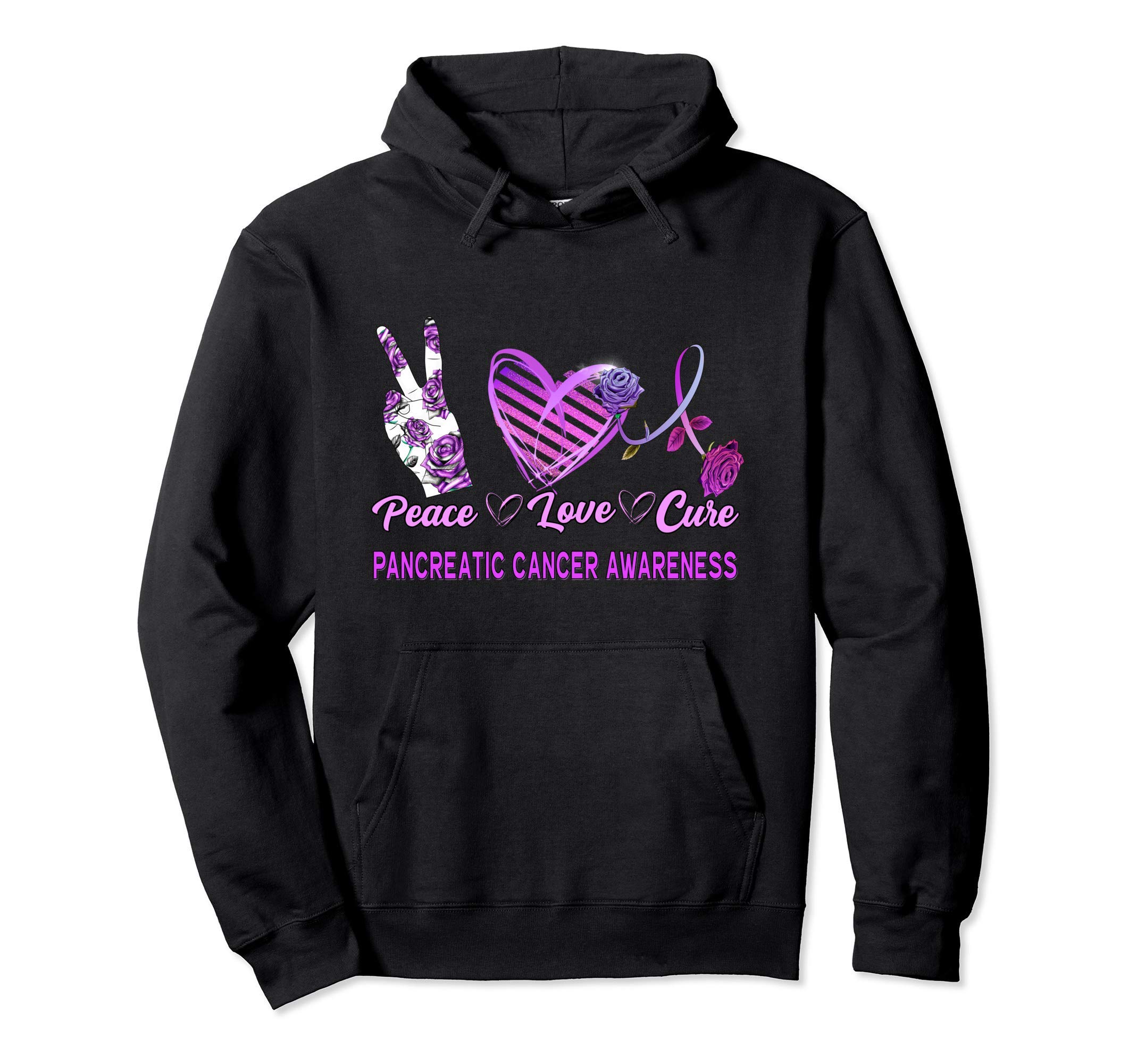 

Peace Love Cure Pancreatic Cancer Awareness Gift Hoodie Women s чёрный