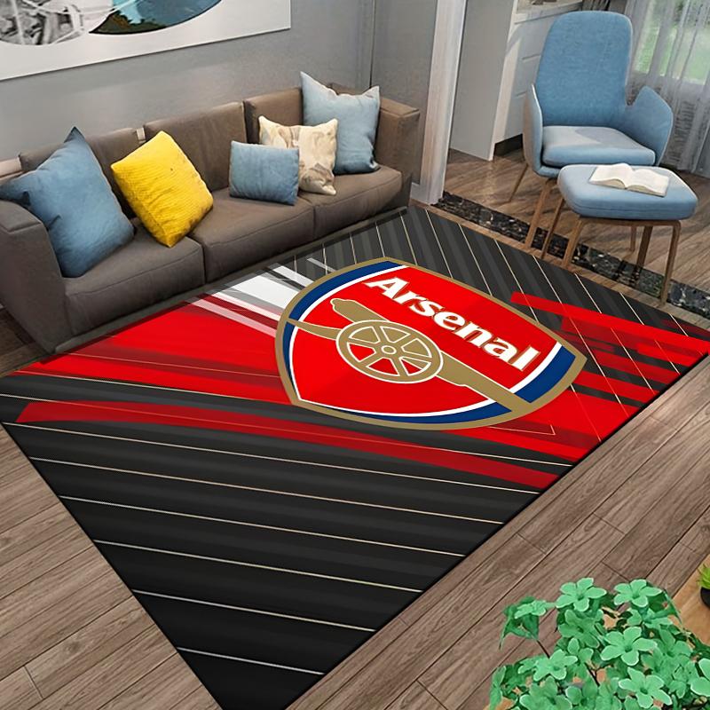 Arsenal Logo Carpet, Black Red Modern Design, Fan Home Decor Suitable for Use As an Anti-slip for Living Room Bedroom Sofas