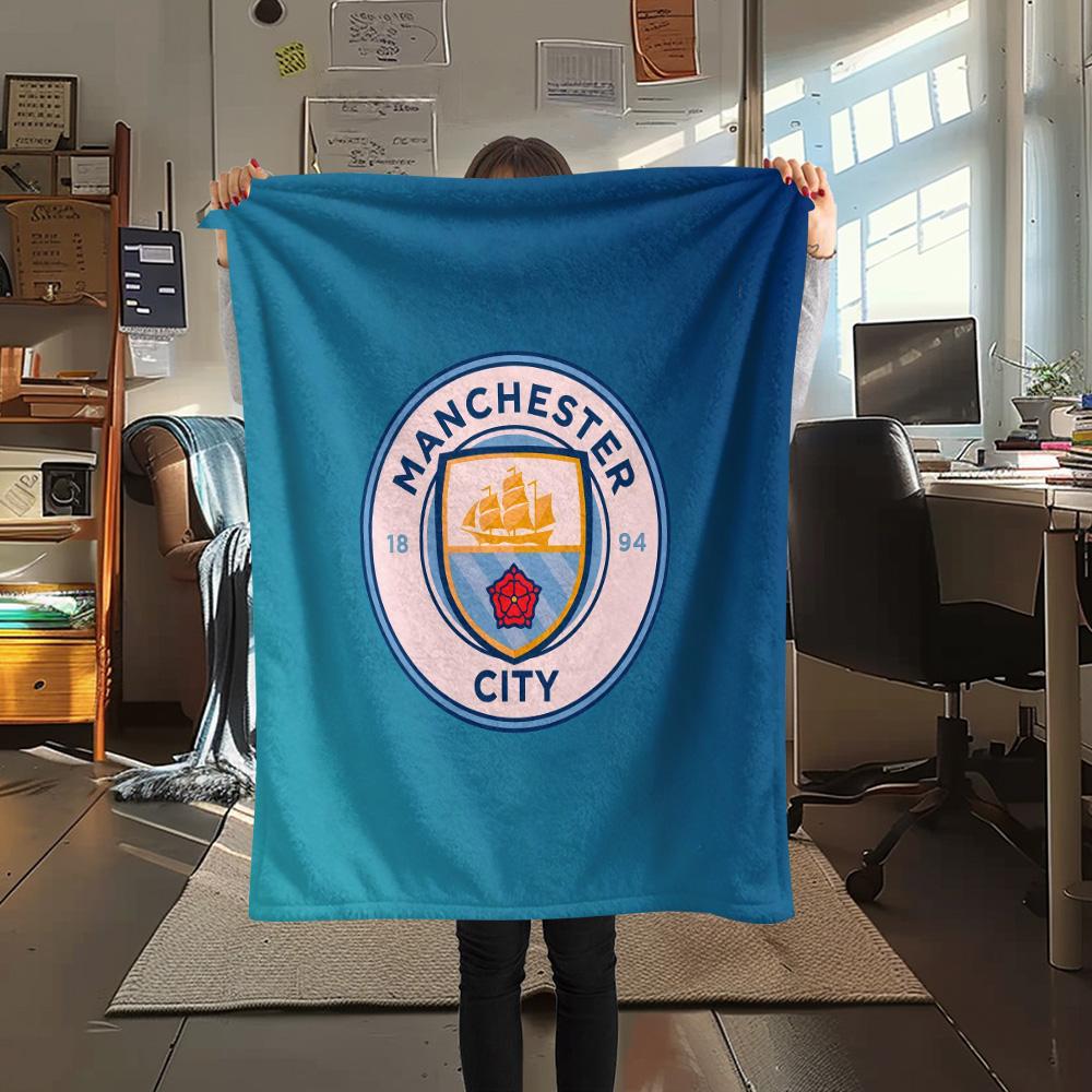 Man City Flannel Blanket, High quality Comfortable for All Seasons, Home Decor, Warmth and Comfort
