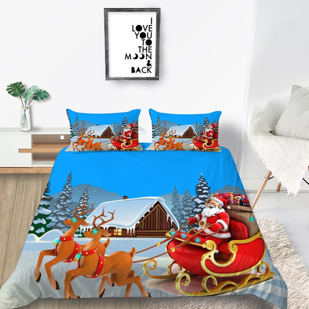 Quilt Cover Pillowcase Two Or Three-Piece Set Christmas Gift Polyester Digital Printing