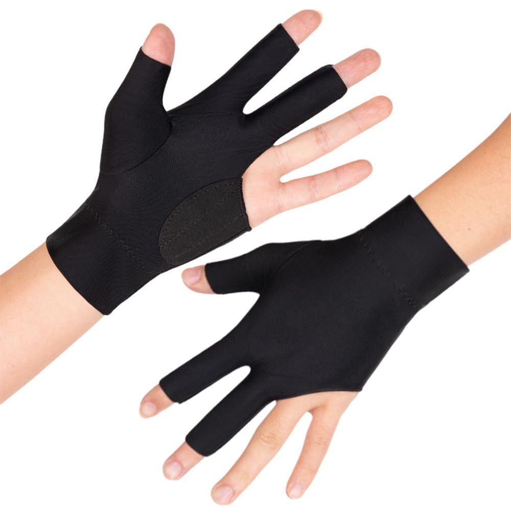 Billiard Gloves, 3 Finger Gloves, Billiard Gloves, Stretchable, Non-Slip, Thin,