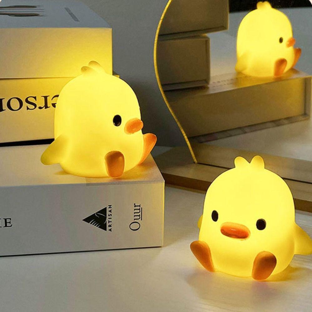 Silicone Duck Night Light Cartoon Bedside Lamp Decoration Gift Sleeping Lamp Baby Children Kid