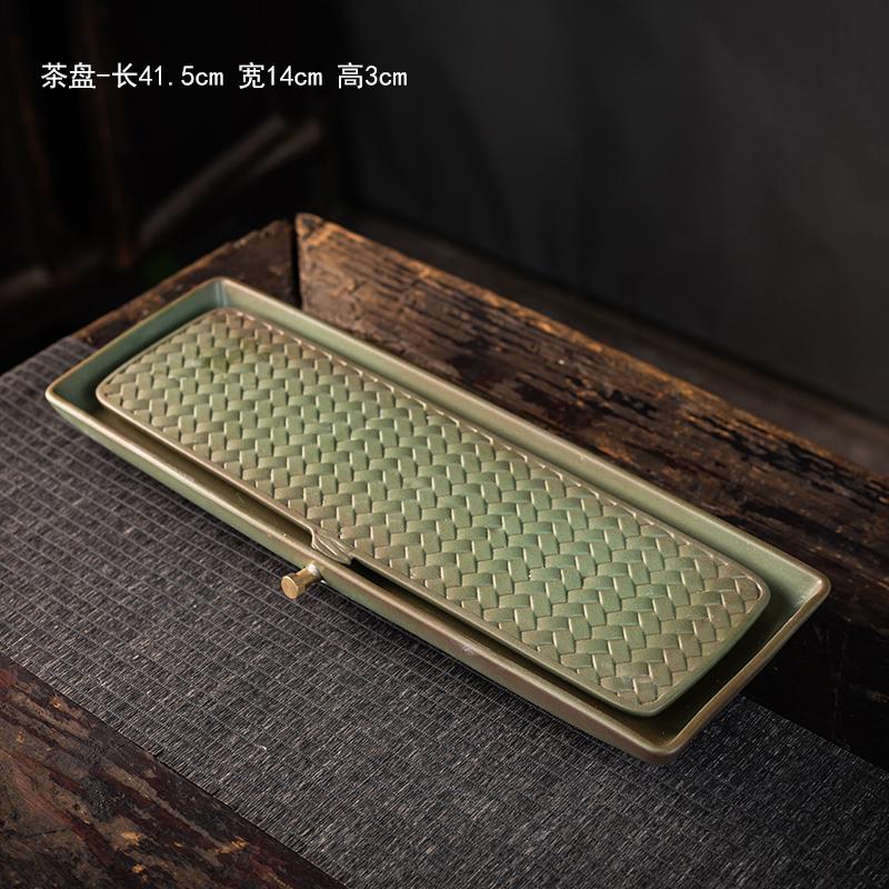Yao Bian Glazed Ceramic Tea Tray,Dry Brew GongfuTea Set with Drainage Hole,Leakproof Creative Tea Pot Plate forHome Tea Ceremony