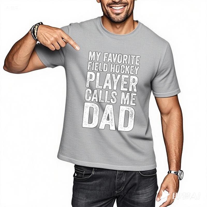 Workout Boys Crew Neck Tshirt Brand My Favorite Field Hockey Player Calls Me Dad Basic For Unisex Teeshirt Quick Dry Shirt