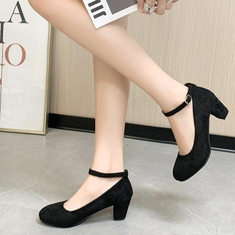 2025 New  Women's Fashion Pumps Sweet Woman Thick High Heels Ankle Strap Female Platform  Women  Shoes
