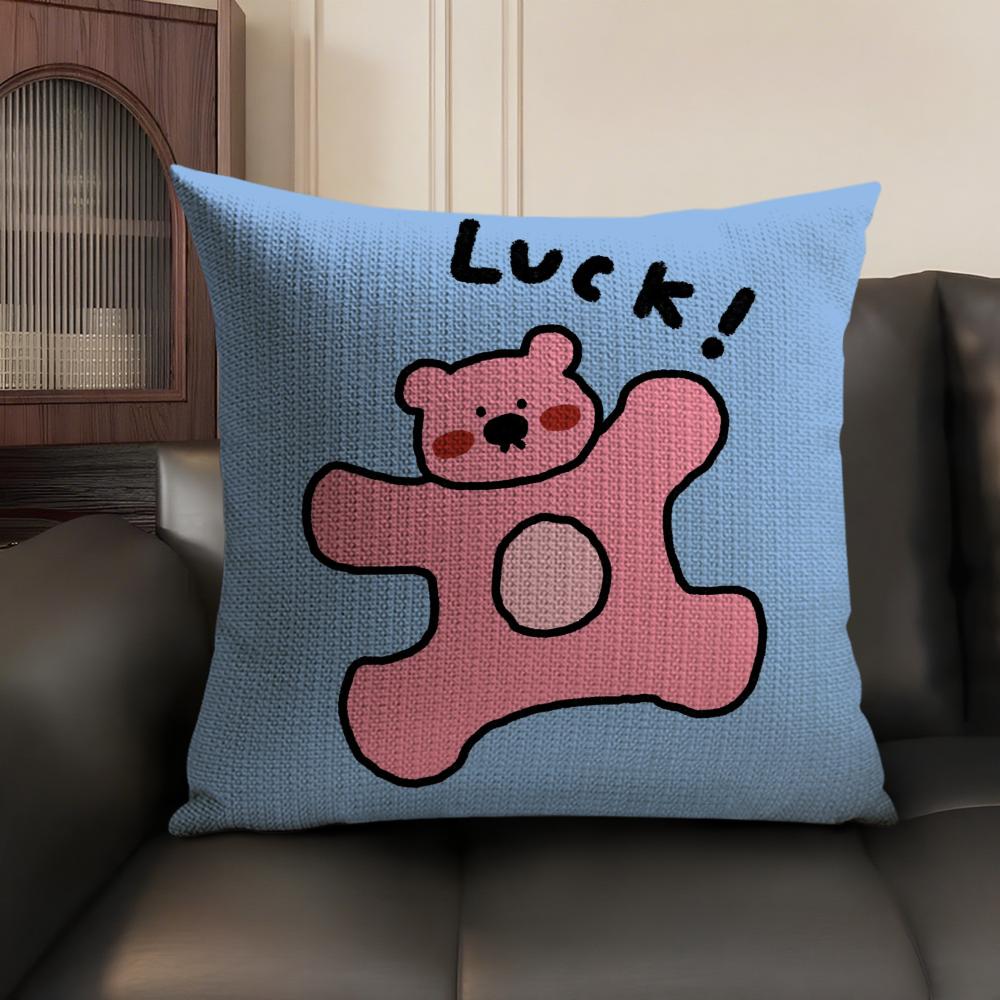 Happy Dog Cushion Cover Natural Linen Organic Fabric DoubleSided Printing Sofa Home Decor Breathable Environmentally Friendly