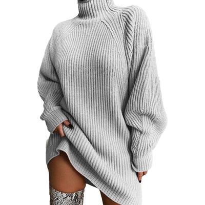 Women's Fall Turtleneck Sweater Dress Oversized Cable Knit Long Sleeve Short Dress Casual Pullover Mini Dress