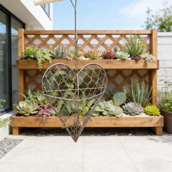 Hanging Plant Holder Heart Shape Iron Wire Succulents Holder Plant Hanger Wreath Frame Plant Grow Basket for Succulents Air Plants