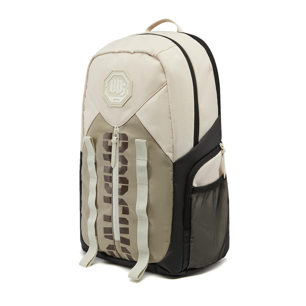 Li-Ning Badfive Logo Color Block Zipper Backpack Unisex Backpack Oyster-Gray Clam-Pink-Gray Herb-Gray ABSW221-2