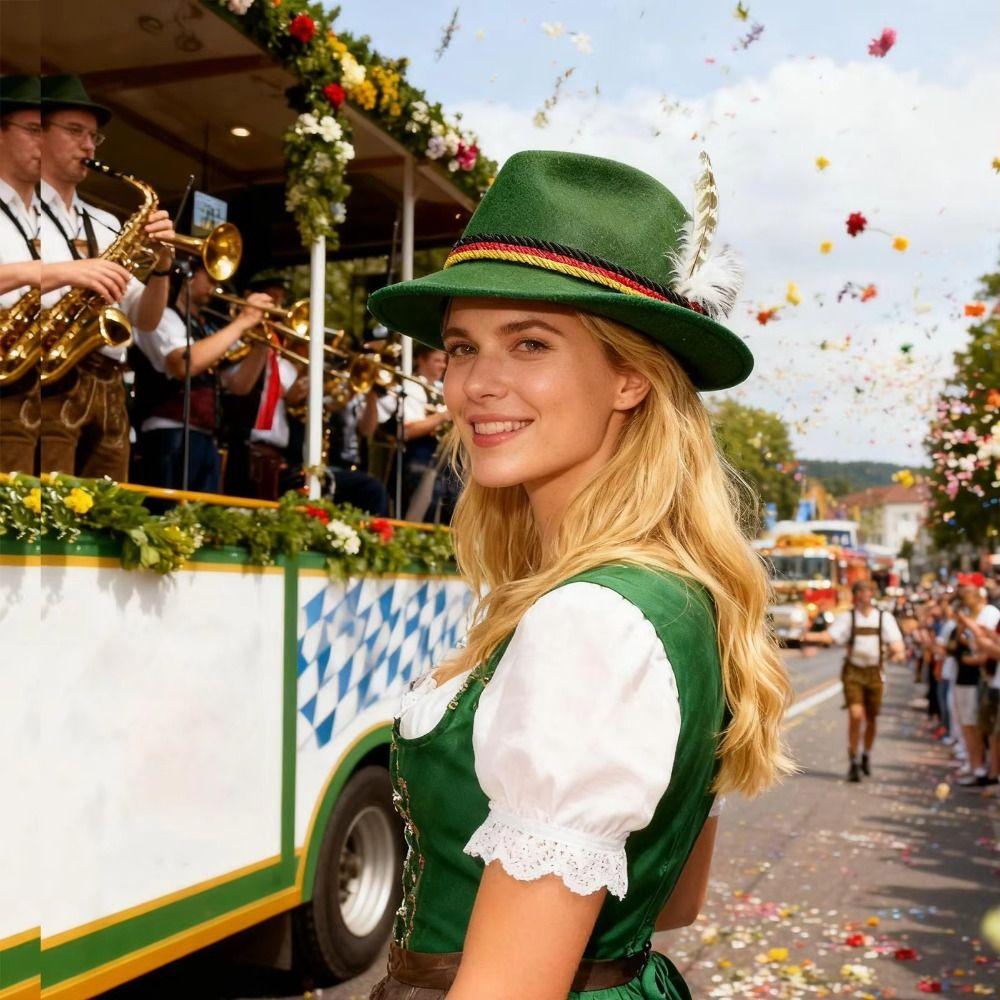 Bavarian Oktoberfest Hat Fedora Hat Costume Cosplay Cap Feather Decors Hat Party Photo Props