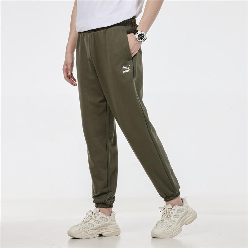 Puma Logo Print Knit Breathable Joggers Men bottoms Army-Green 533118-44